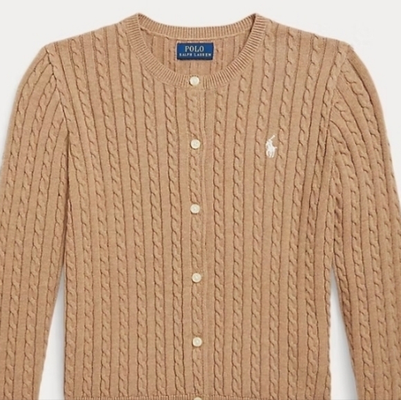Polo Ralph Lauren Sweaters - Ralph Lauren Sport/Camel Cable Knit Cardigan/Small/NWT/White Embroidered Polo